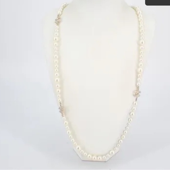 Chanel Long Strand Pearl and CC Coco Rhinestone Necklace - Picture 2 of 5